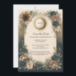 Celestial Sun Moon Boho Floral Save the Date<br><div class="desc">A radiant sun and moon are surrounded by teal, beige, and golden florals, symbolizing the harmony of day and night. Soft watercolor textures and earthy tones create a grounded yet dreamy atmosphere, perfect for couples drawn to natural elegance and celestial beauty. This design blends sky-inspired romance with botanical charm, making...</div>