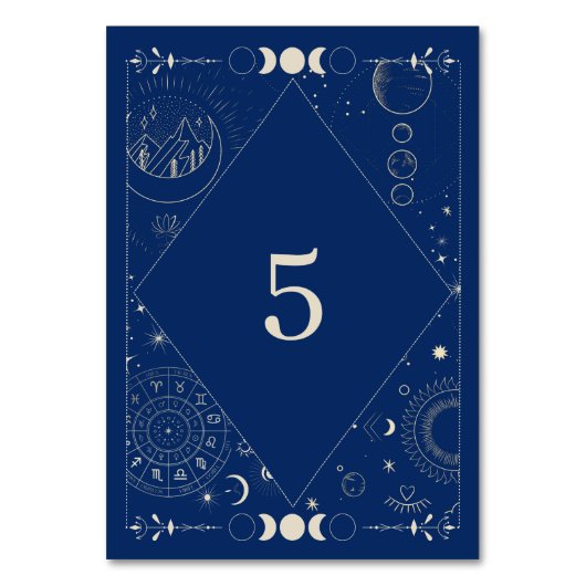 Celestial sun moon cosmic ethereal wedding tischnummer (Vorderseite)