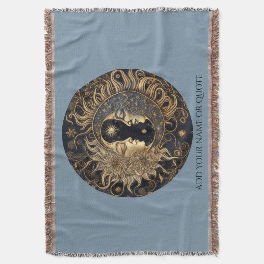 Celestial Sun Moon Custom Quote Blue Decke (Vorderseite Vertikal)