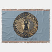 Celestial Sun Moon Custom Quote Blue Decke (Vorderseite)