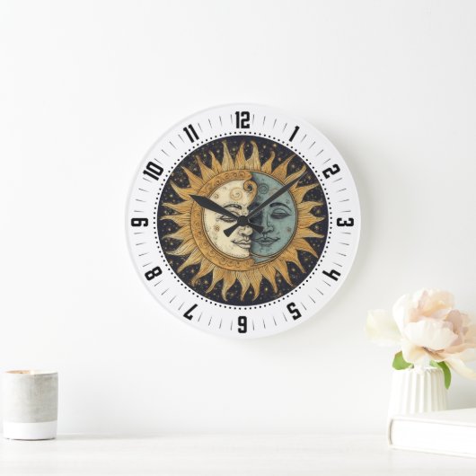 Celestial Sun Moon Faces Große Wanduhr (Zuhause)