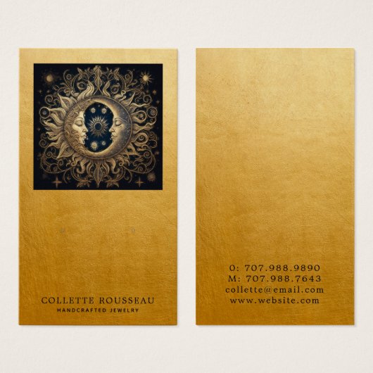 Celestial Sun Moon Gold Earring Juwelier Display (Vorne & Hinten)