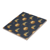 Celestial Sun & Moon Gold Starry Night Pattern (1) Fliese (Seite)