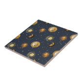 Celestial Sun & Moon Gold Starry Night Pattern (2) Fliese (Seite)