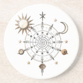 Celestial Sun & Moon Mandala Sandstone Coaster Getränkeuntersetzer (Vorne)