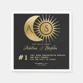 Celestial Sun Moon Monogram Wappen Gold Spaß Fakte Serviette