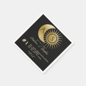 Celestial Sun Moon Monogram Wappen Gold Spaß Fakte Serviette (Ecke)