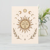 Celestial Sun Moon Phases Mystical Botanical Art Karte (Stehend Vorderseite)