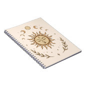 Celestial Sun Moon Phases Mystical Botanical Art Notizblock (Rechte Seite)