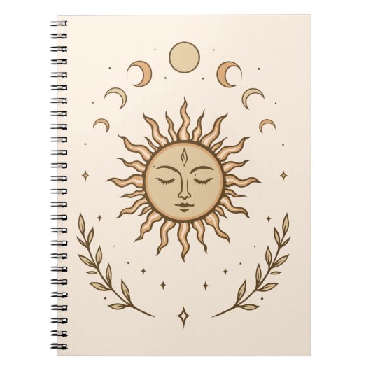 Celestial Sun Moon Phases Mystical Botanical Art Notizblock (Vorderseite)