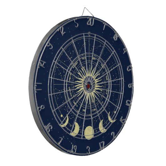 Celestial Sun Moon Phases Zodiac Dartscheibe (Vorderseite Links)