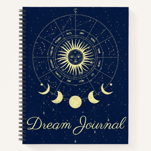 Celestial Sun Moon Phases Zodiac Dream Journal Notizblock (Vorderseite)