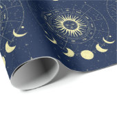 Celestial Sun Moon Phases Zodiac Geschenkpapier (Rolleneckpunkt)