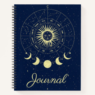 Celestial Sun Moon Phases Zodiac Journal Notizblock
