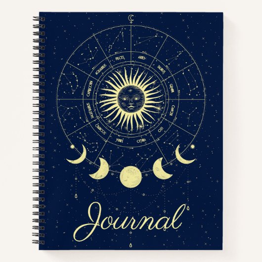 Celestial Sun Moon Phases Zodiac Journal Notizblock (Vorderseite)