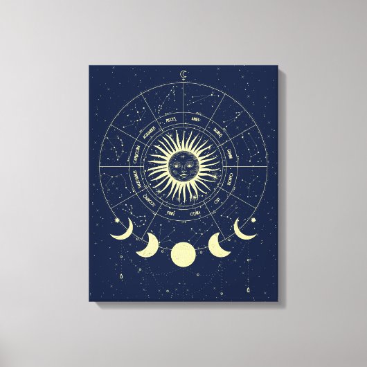 Celestial Sun Moon Phases Zodiac Leinwanddruck (Vorderseite)