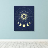 Celestial Sun Moon Phases Zodiac Leinwanddruck (Insitu (Holzboden))