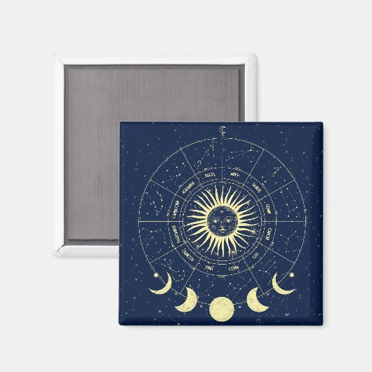 Celestial Sun Moon Phases Zodiac Magnet (Vorderseite/Rückseite)