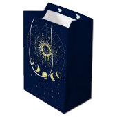 Celestial Sun Moon Phases Zodiac Mittlere Geschenktüte (Rückseite Schrägansicht)