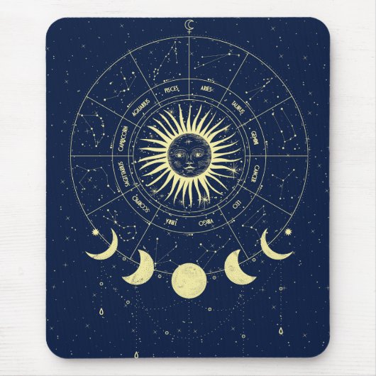 Celestial Sun Moon Phases Zodiac Mousepad (Vorne)