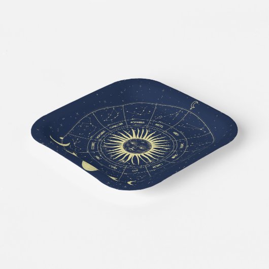Celestial Sun Moon Phases Zodiac Pappteller (Gewinkelt)