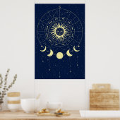 Celestial Sun Moon Phases Zodiac Poster (Küche)