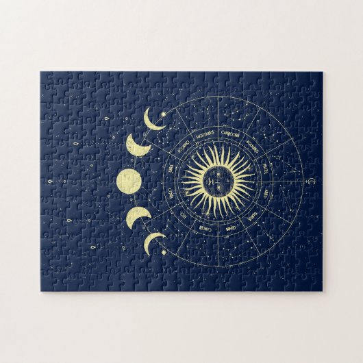 Celestial Sun Moon Phases Zodiac Puzzle (Horizontal)