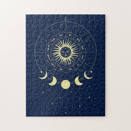 Celestial Sun Moon Phases Zodiac Puzzle (Vertikal)