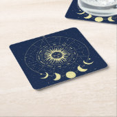 Celestial Sun Moon Phases Zodiac Rechteckiger Pappuntersetzer (angewinkelt)