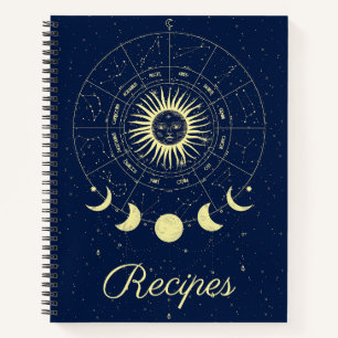Celestial Sun Moon Phases Zodiac Recipe Notizblock