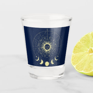 Celestial Sun Moon Phases Zodiac Schnapsglas