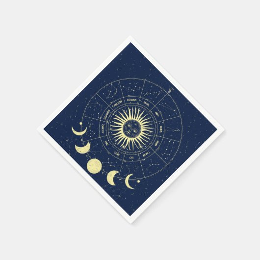 Celestial Sun Moon Phases Zodiac Serviette (Ecke)