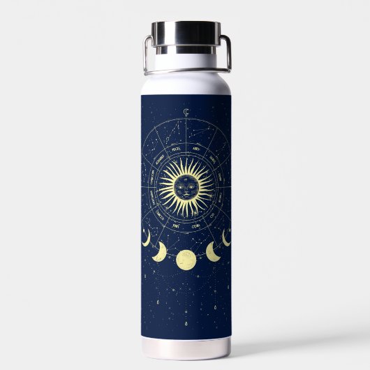 Celestial Sun Moon Phases Zodiac Trinkflasche (Rückseite)