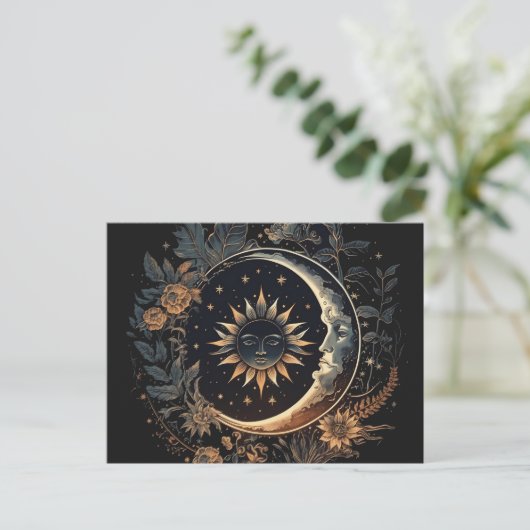 Celestial Sun & Moon Printable Postkarte (Stehend Vorderseite)