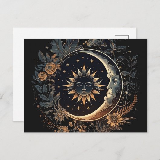 Celestial Sun & Moon Printable Postkarte (Vorne/Hinten)