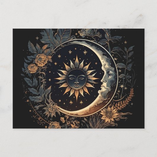 Celestial Sun & Moon Printable Postkarte (Vorderseite)