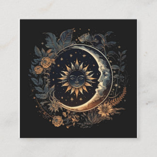 Celestial Sun & Moon Quadratische Visitenkarte