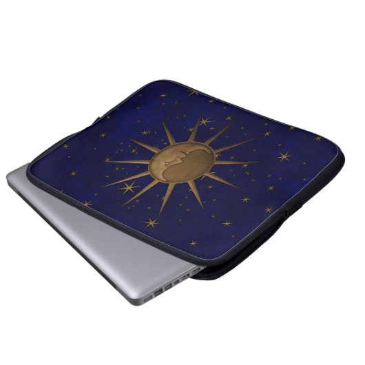 Celestial Sun Moon Starry Night Laptopschutzhülle (Vorne Knopf)