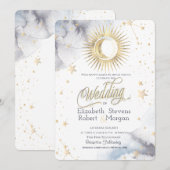 Celestial Sun,Moon,Stars Chic Wedding   Einladung (Vorne/Hinten)