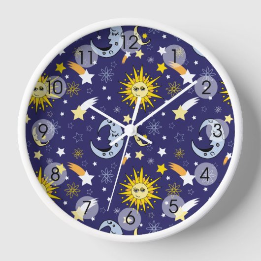 Celestial Sun Moon Stars Galaxy Weltraum Uhr (Vorderseite)