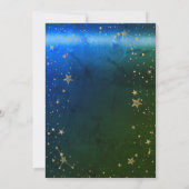 Celestial Sun, Moon, Stars Green Blue Brautparty Einladung (Rückseite)