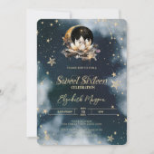 Celestial Sun,Moon,Stars Lotus Sky Sweet 16 Einladung (Vorderseite)