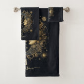 Celestial Sun Moon Stars Mit Monogramm Badhandtuch Set (Insitu)