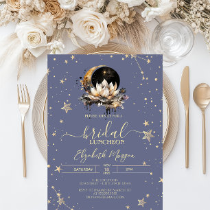 Celestial Sun, Moon, Stars Pastel Lavander Bridal Einladung