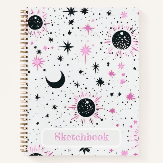Celestial Sun Moon Stars Sketchbook Notizblock (Vorderseite)