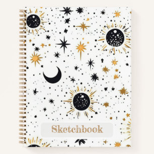 Celestial Sun Moon Stars Sketchbook Notizblock