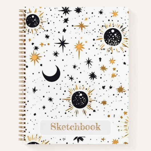 Celestial Sun Moon Stars Sketchbook Notizblock (Vorderseite)