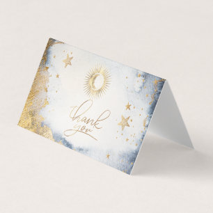 Celestial Sun, Moon, Stars Wasserfarbe Danke Karte