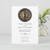 Celestial Sun Moon Stars Wedding Einladung (Stehend Vorderseite)