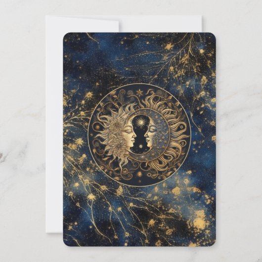 Celestial Sun Moon Stars Wedding Einladung (Rückseite)